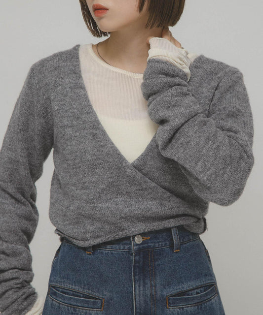 透視天鵝絨褶皺袖上衣