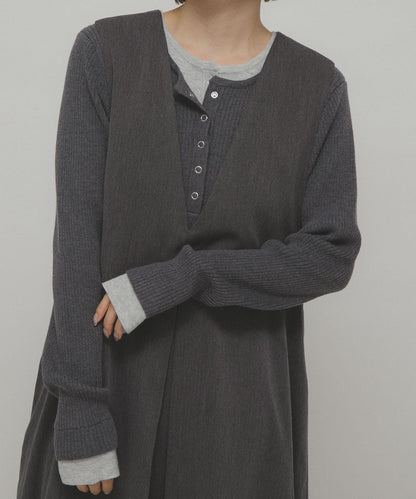 層疊風格亨利領針織衫