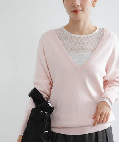 new basic 羊絨棉V領長款針織衫