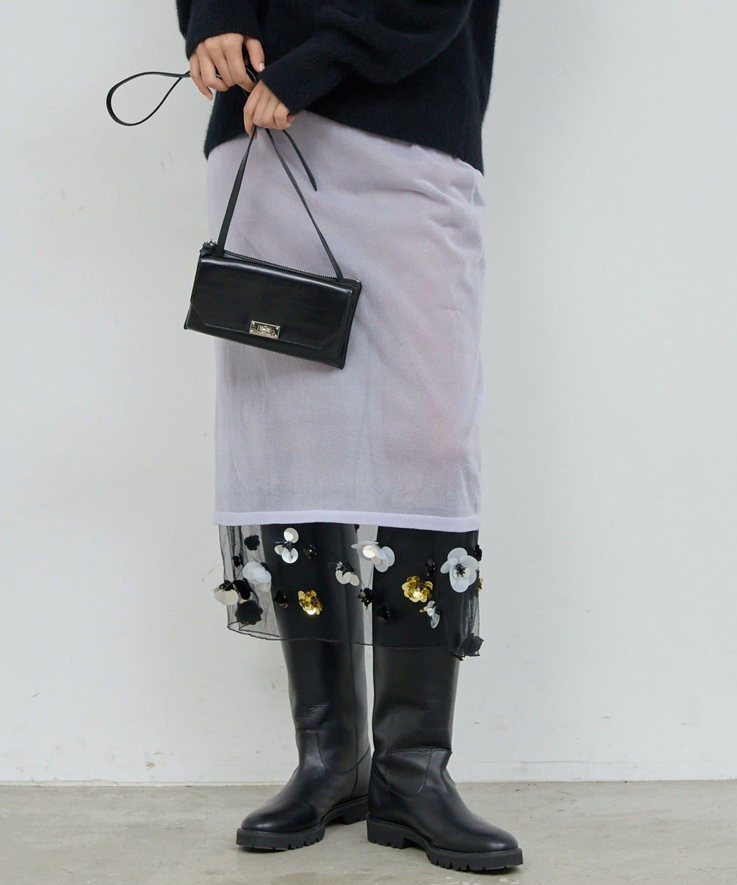 【25週年紀念款】透視珠飾半身裙