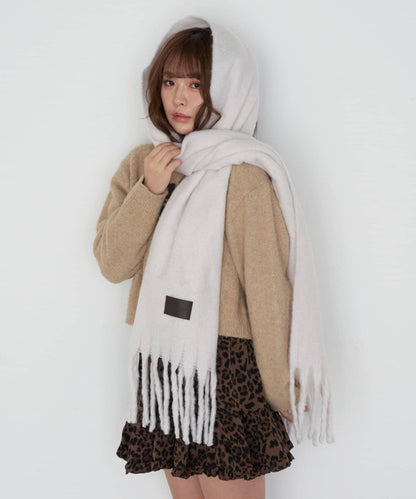 RAY CASSIN 皮革貼片圍巾