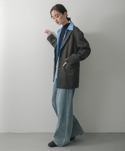 針織羊毛混紡西裝外套