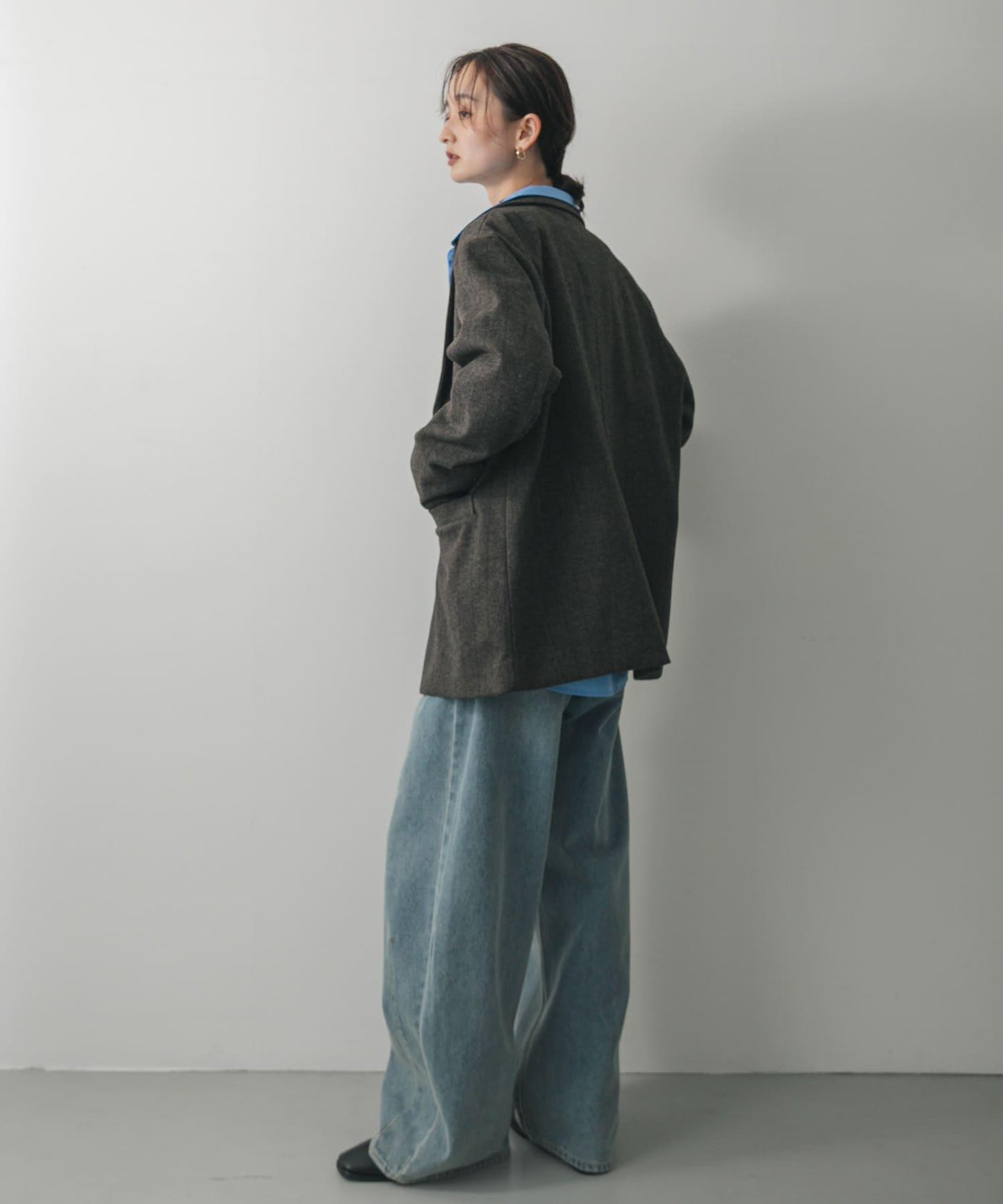 針織羊毛混紡西裝外套