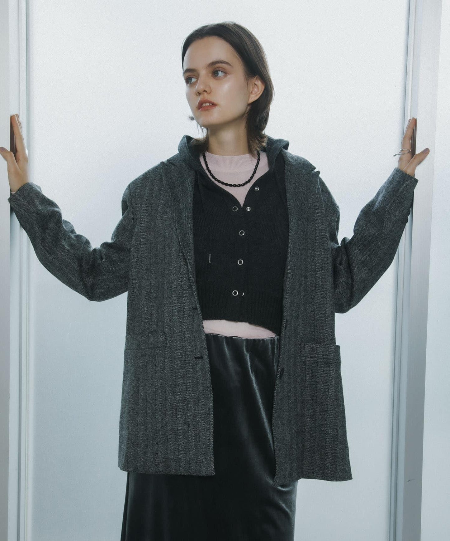 針織羊毛混紡西裝外套