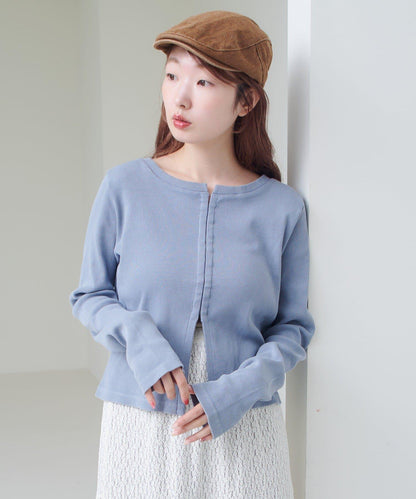 【Kastane】鉤扣羅紋長袖T恤