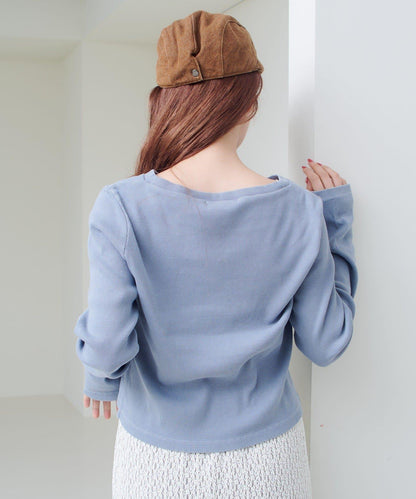 【Kastane】鉤扣羅紋長袖T恤