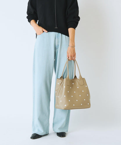 圓點刺繡手提包/大號