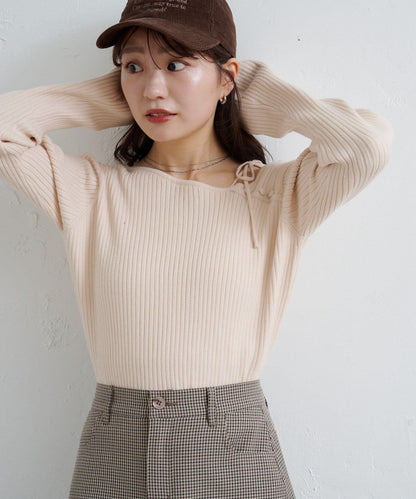 【/4色可選】設計感羅紋針織衫