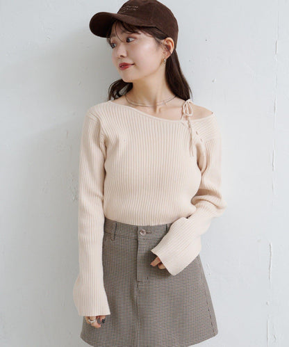 【/4色可選】設計感羅紋針織衫