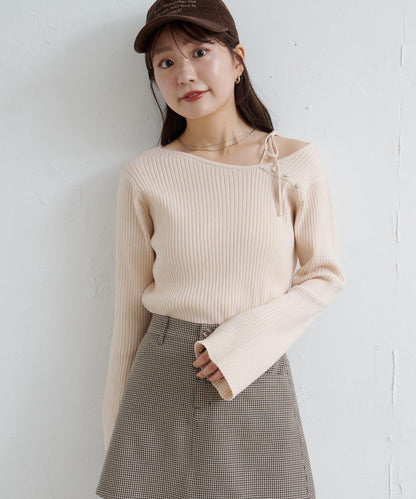 【/4色可選】設計感羅紋針織衫