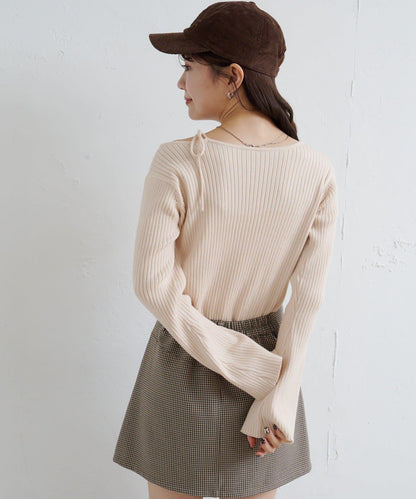 【/4色可選】設計感羅紋針織衫