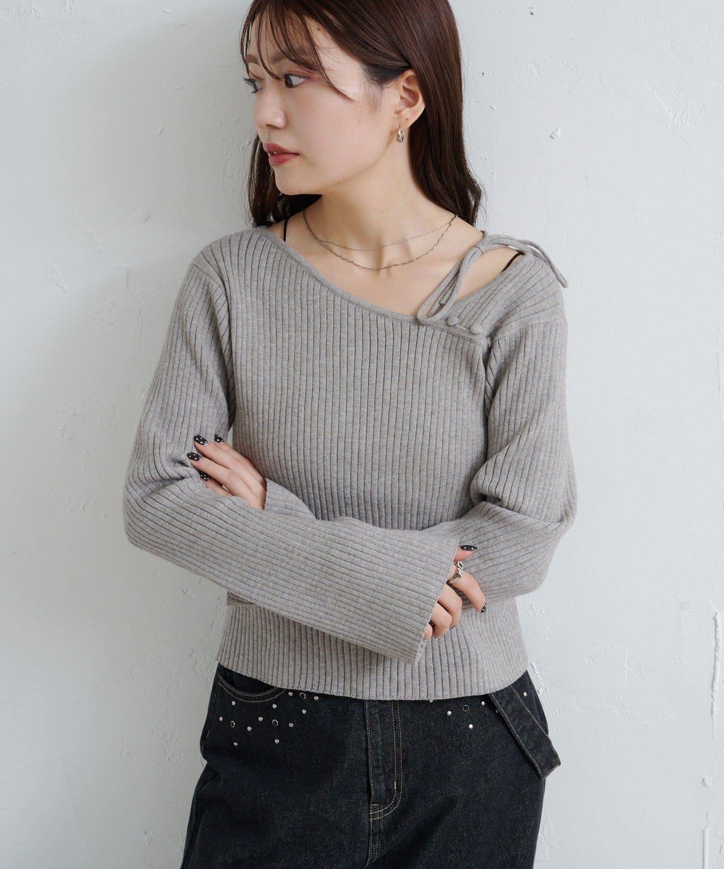 【/4色可選】設計感羅紋針織衫