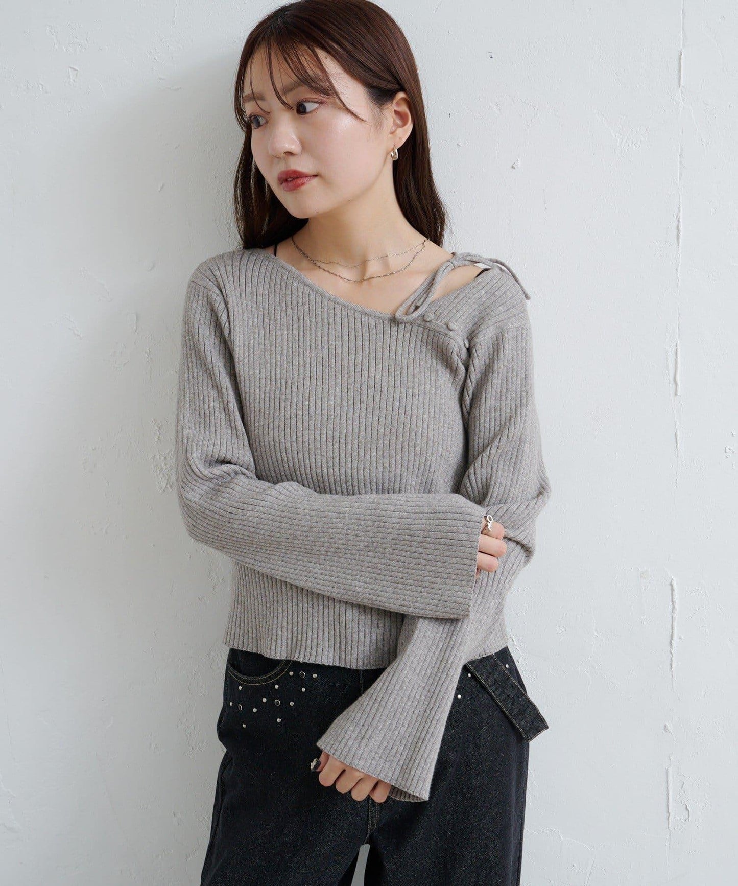 【/4色可選】設計感羅紋針織衫