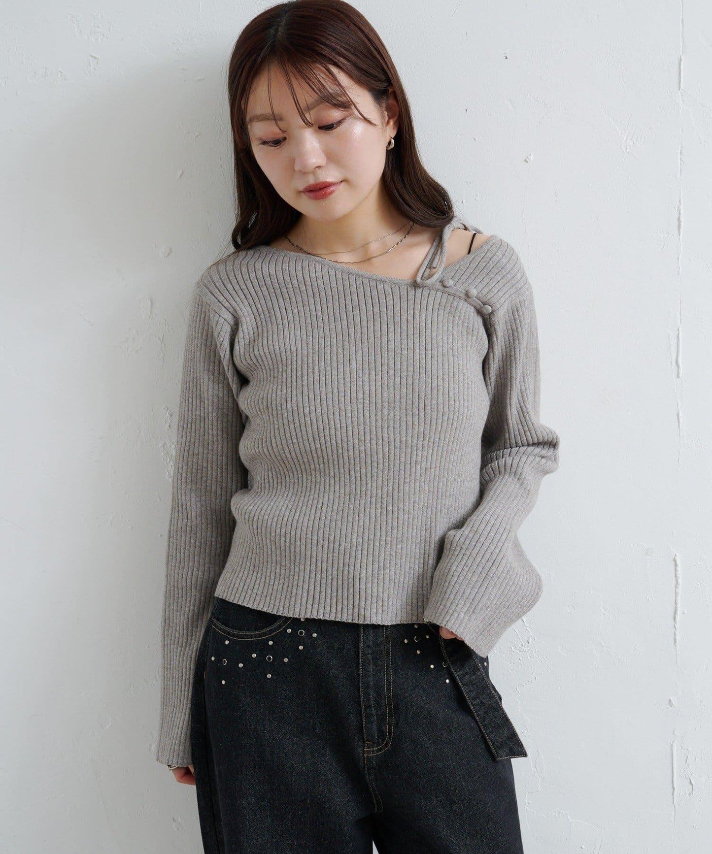 【/4色可選】設計感羅紋針織衫