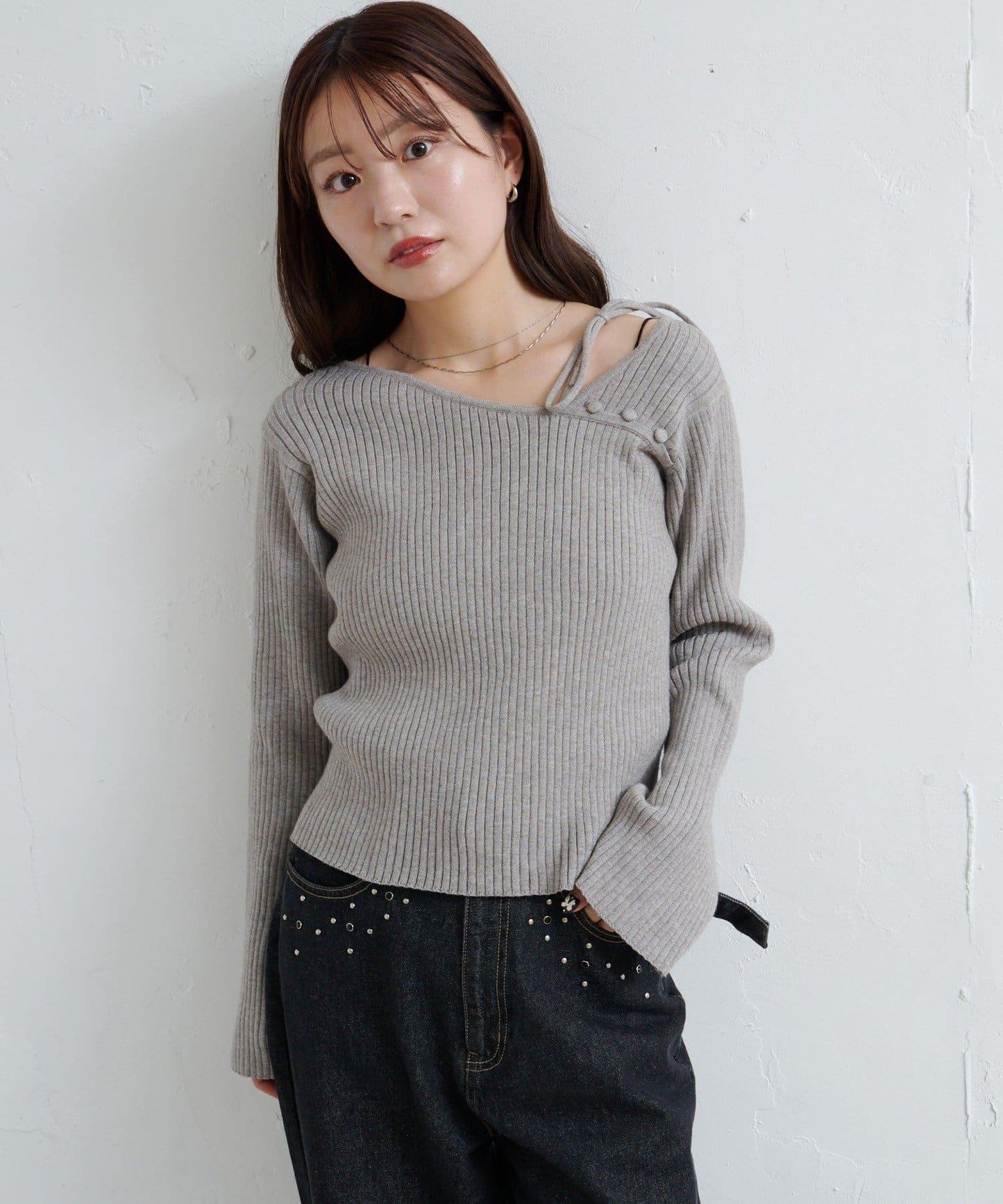 【/4色可選】設計感羅紋針織衫