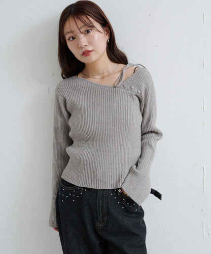 【/4色可選】設計感羅紋針織衫