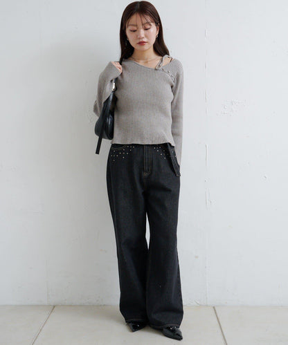 【/4色可選】設計感羅紋針織衫