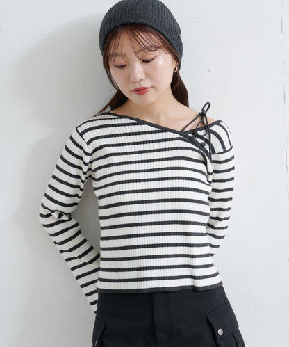 【/4色可選】設計感羅紋針織衫