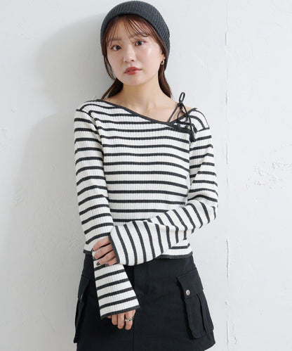 【/4色可選】設計感羅紋針織衫