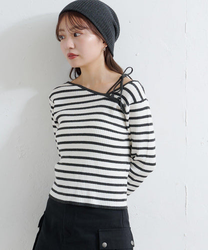 【/4色可選】設計感羅紋針織衫