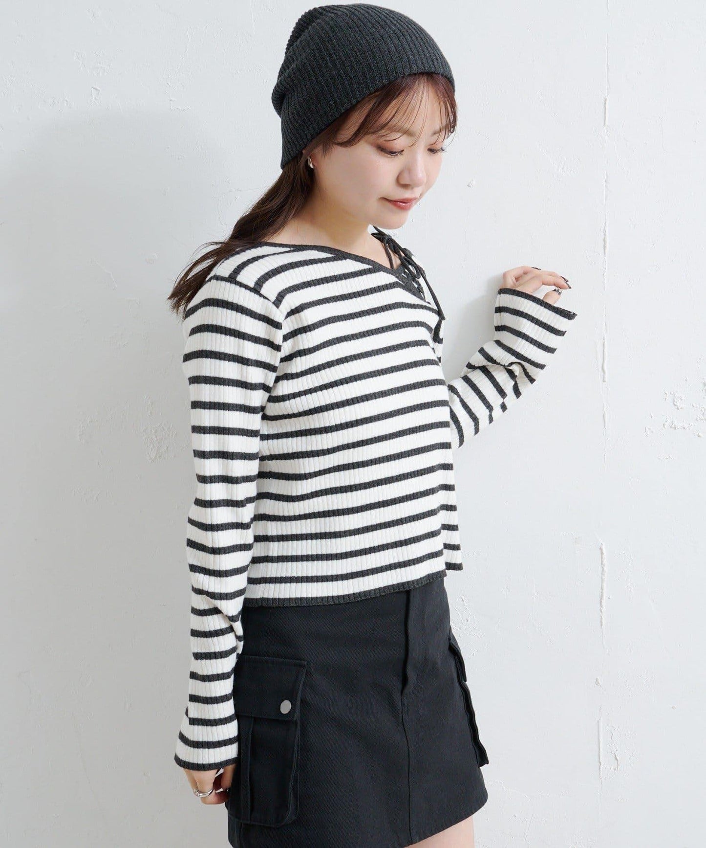 【/4色可選】設計感羅紋針織衫