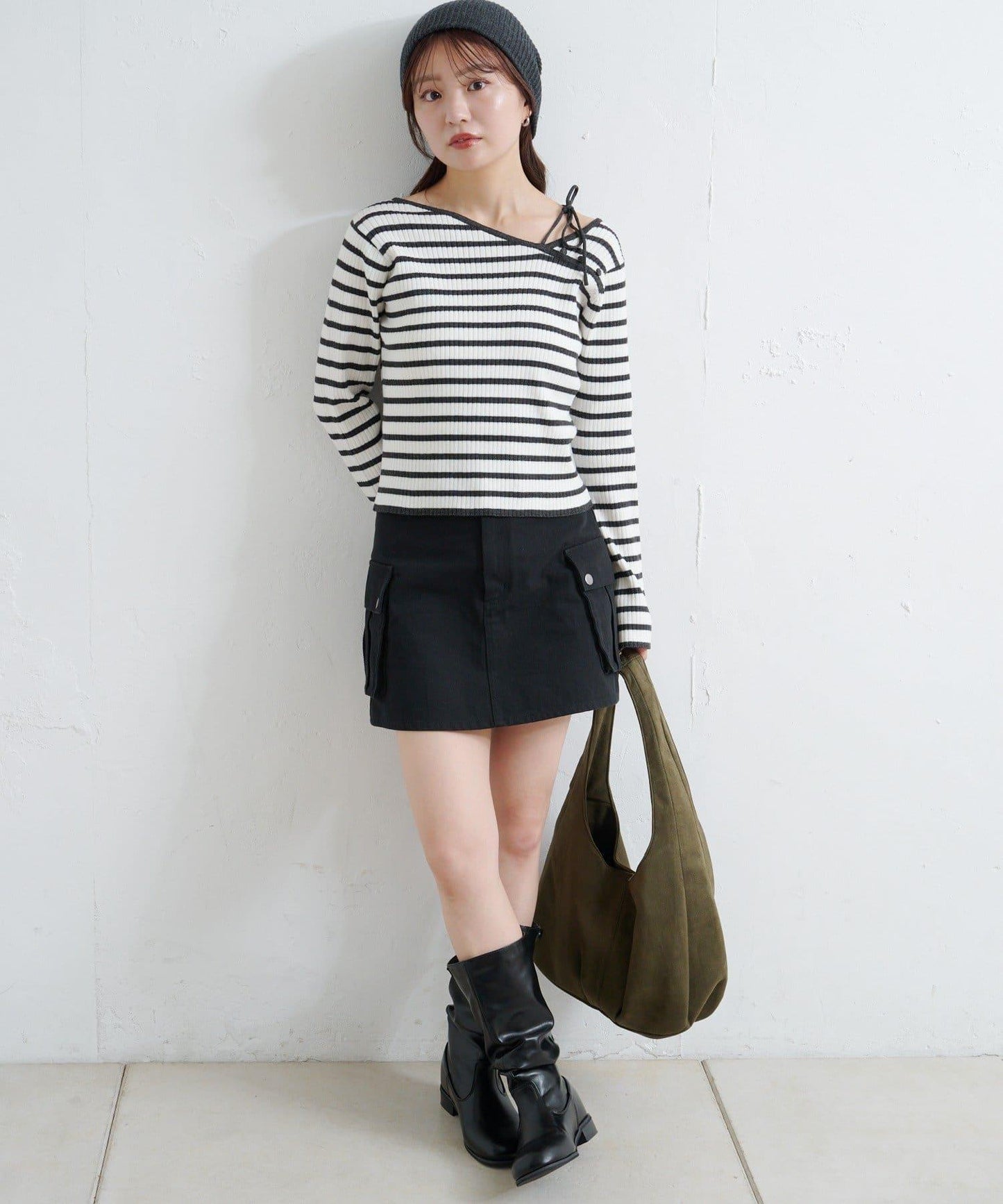 【/4色可選】設計感羅紋針織衫