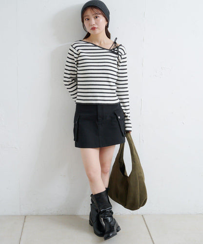 【/4色可選】設計感羅紋針織衫