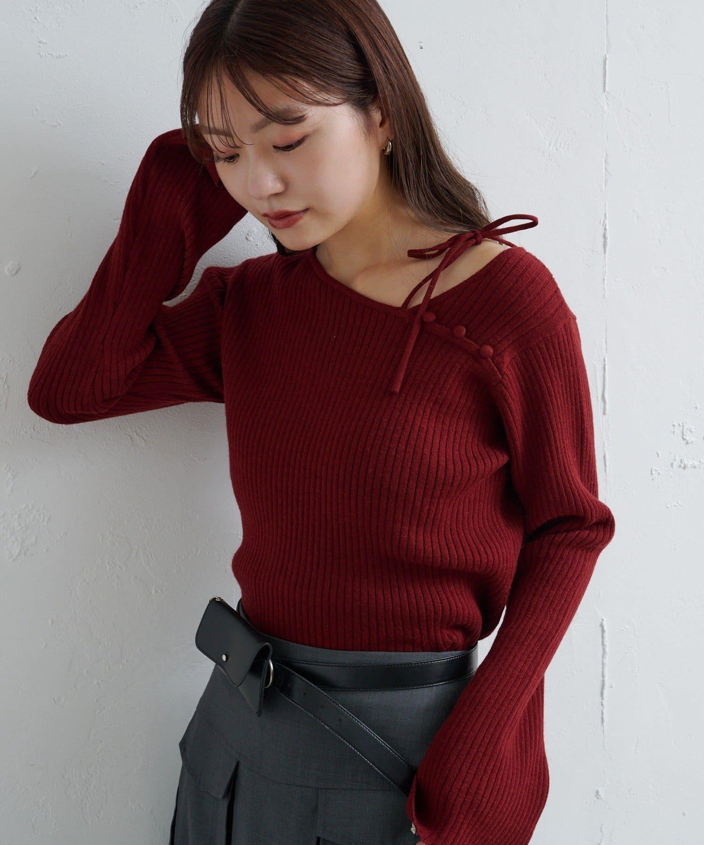 【/4色可選】設計感羅紋針織衫