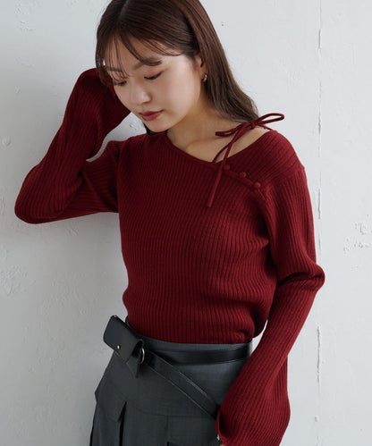 【/4色可選】設計感羅紋針織衫