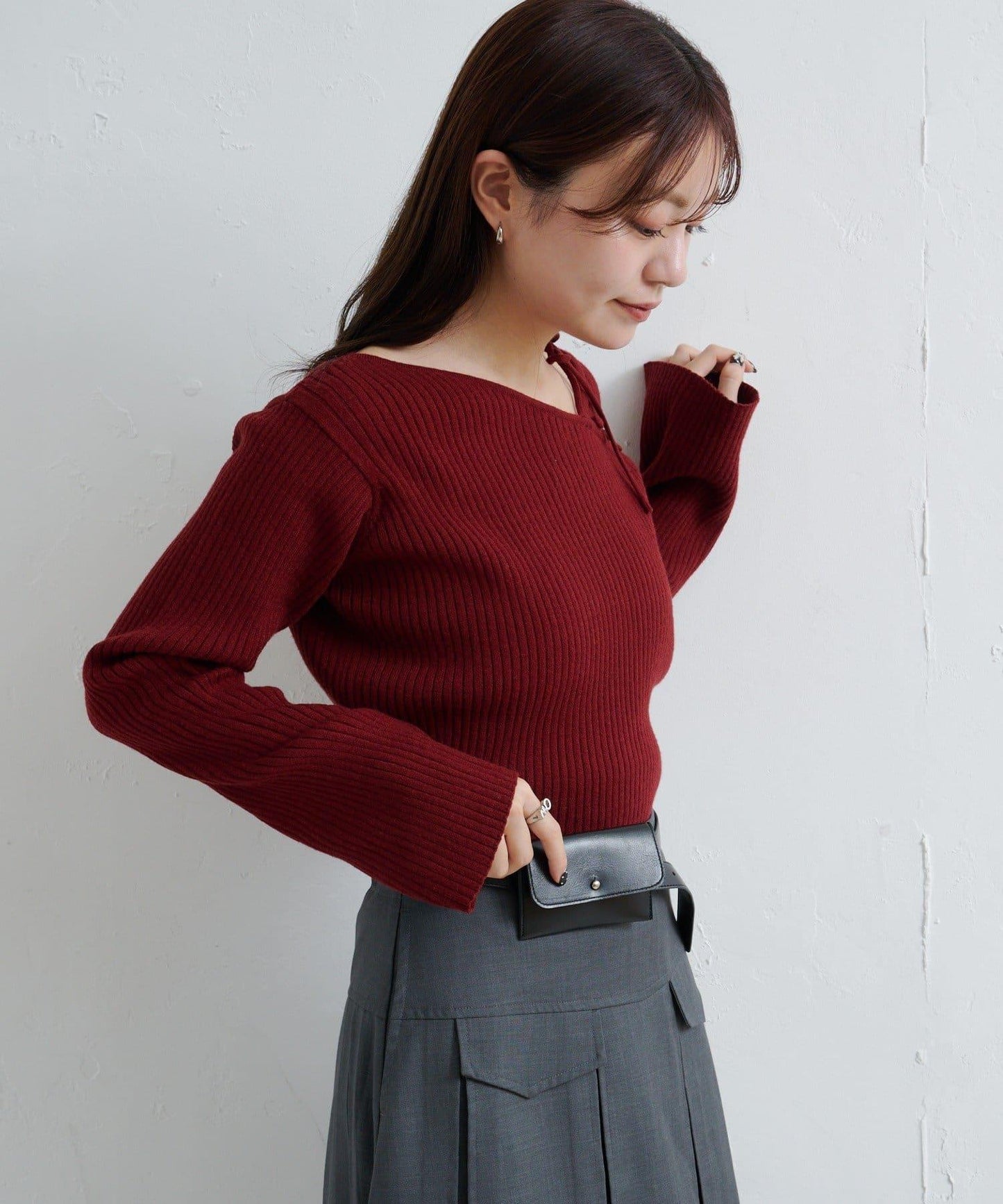 【/4色可選】設計感羅紋針織衫