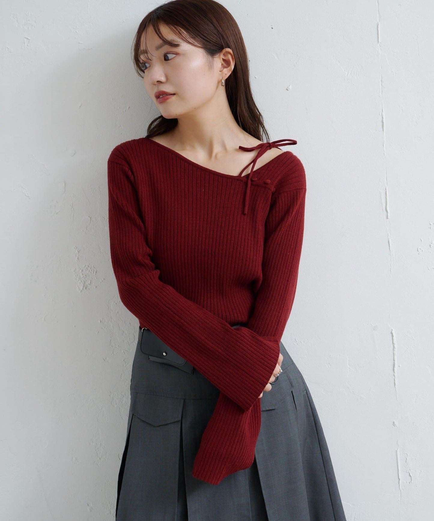 【/4色可選】設計感羅紋針織衫