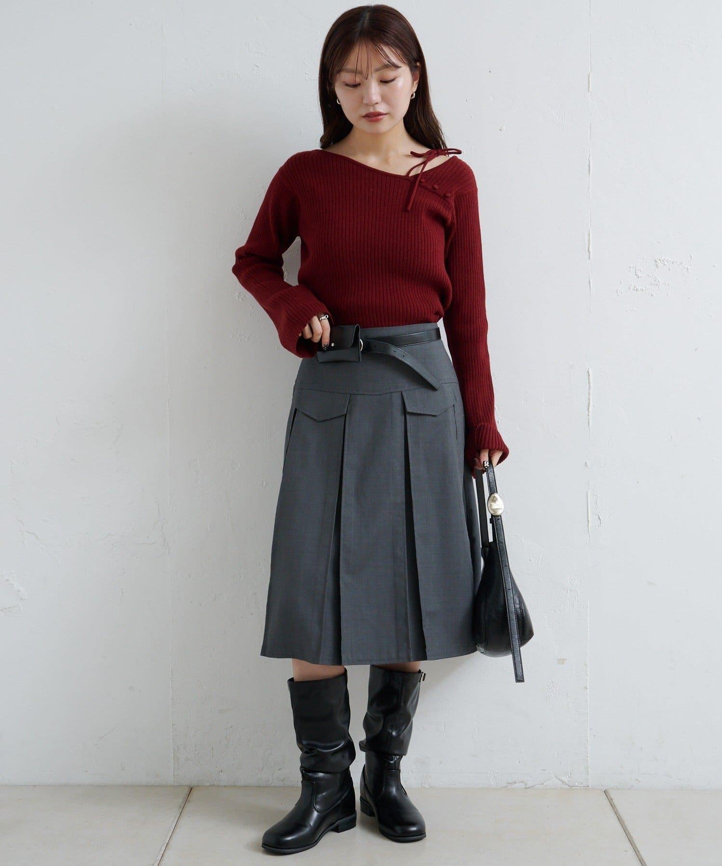 【/4色可選】設計感羅紋針織衫