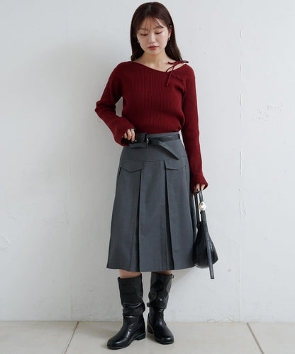 【/4色可選】設計感羅紋針織衫