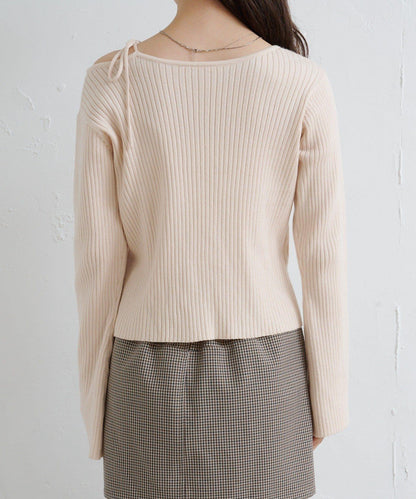 【/4色可選】設計感羅紋針織衫