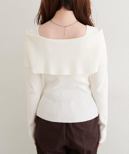 一字肩設計針織衫