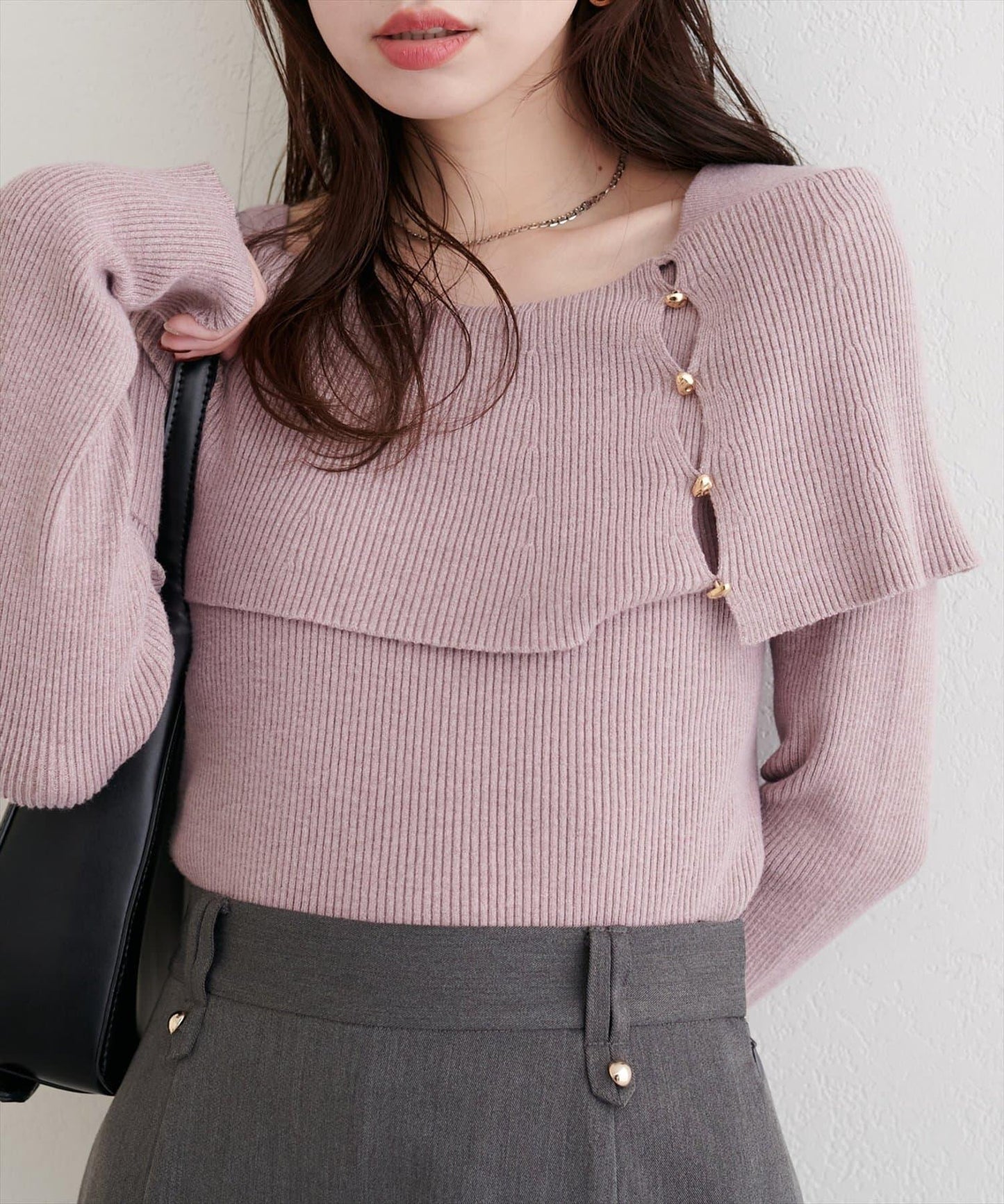 一字肩設計針織衫