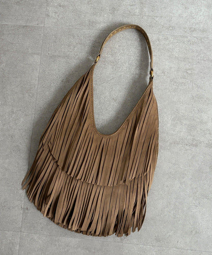 麂皮流蘇半肩包