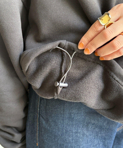 加絨抽繩半拉鍊套頭衫