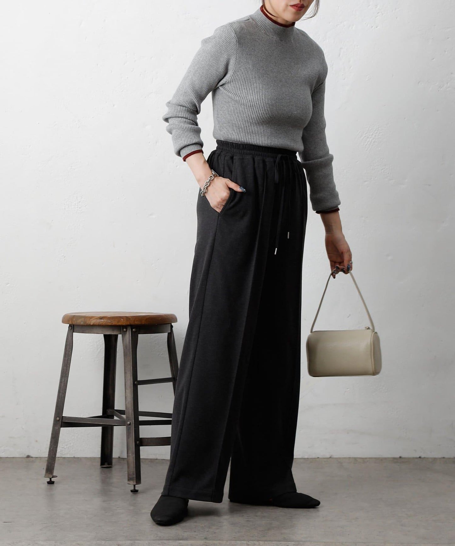 羊毛感針織休閒褲