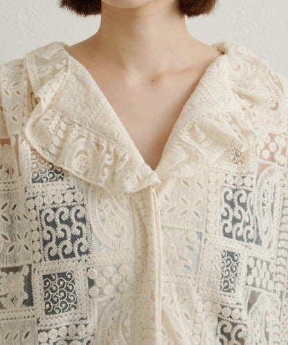 蕾絲荷葉邊襯衫