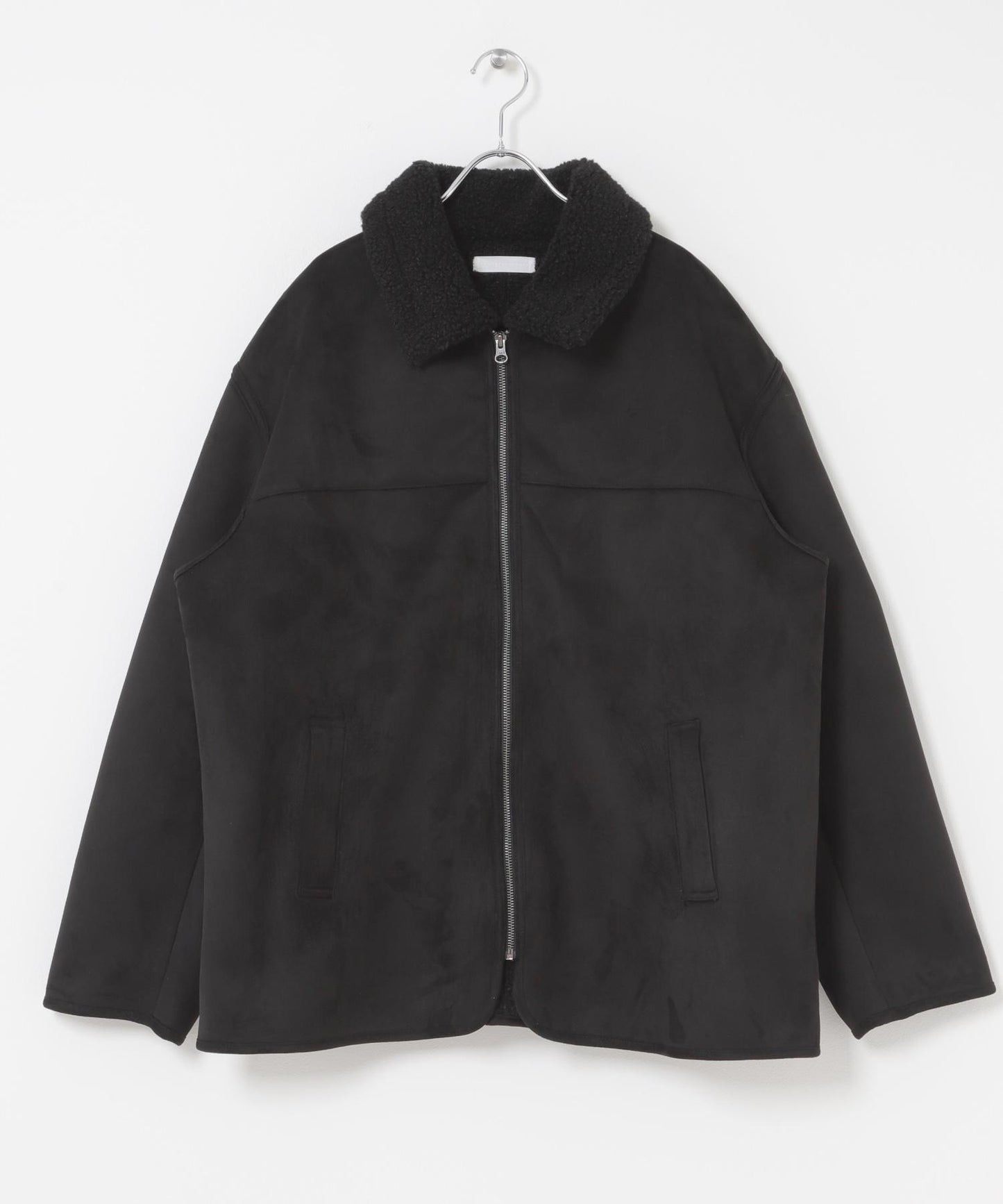 拼色仿羊羔絨飛行夾克