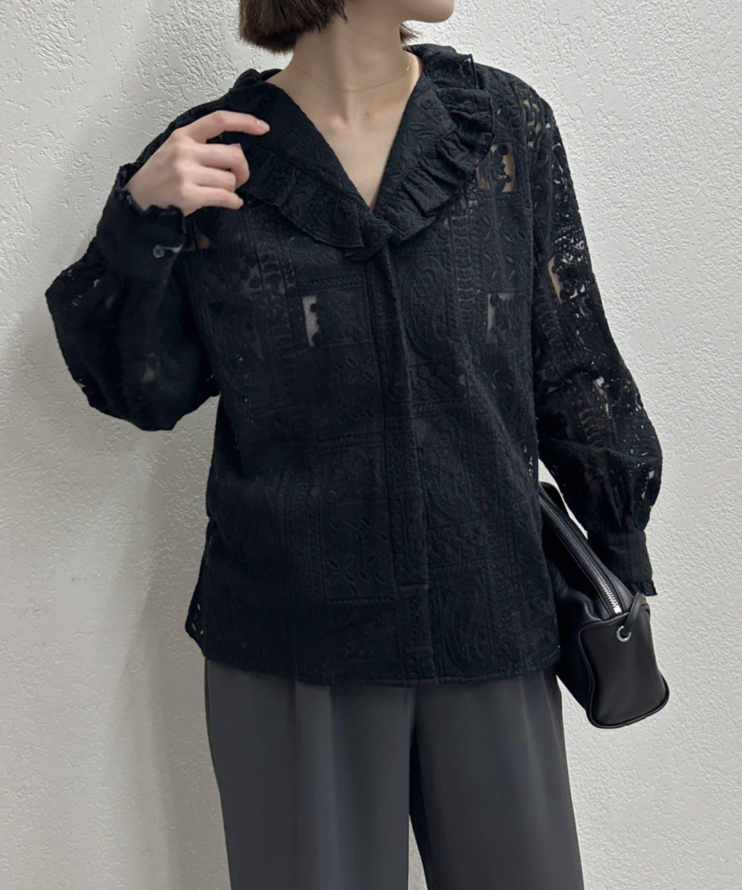 蕾絲荷葉邊襯衫