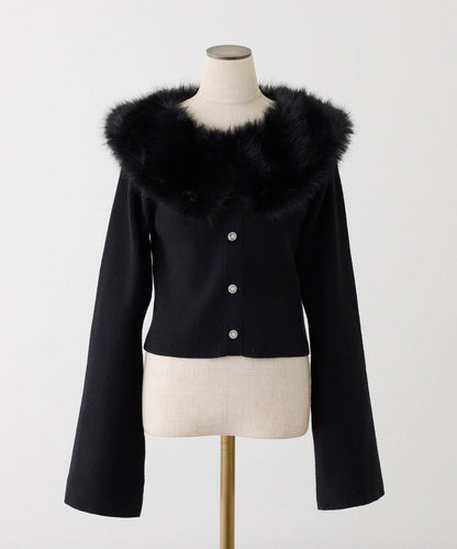 【HolidayCollection】毛領亮片紐釦針織衫