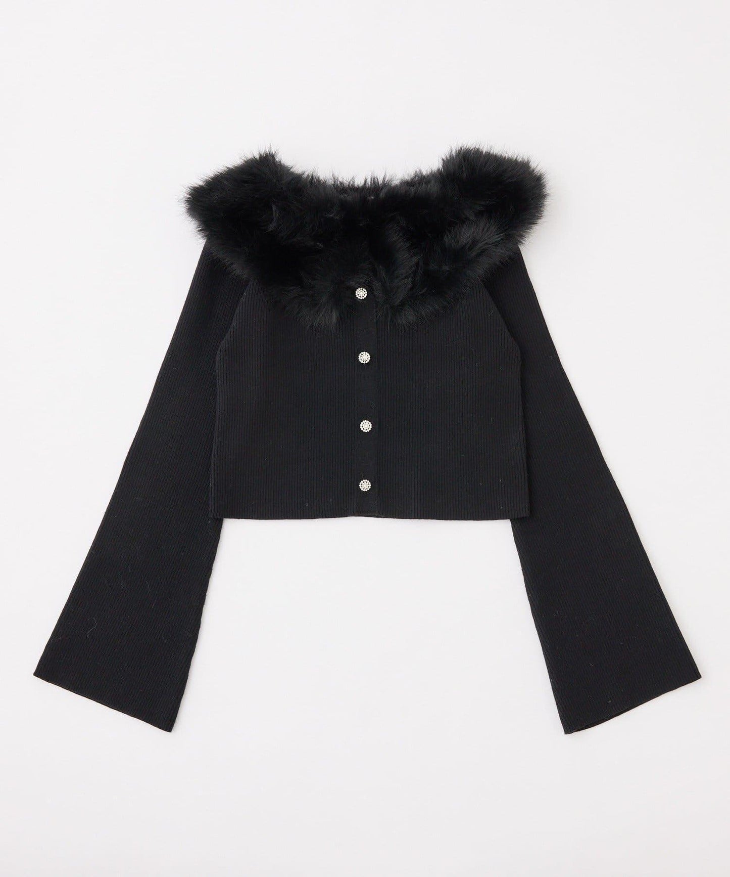 【HolidayCollection】毛領亮片紐釦針織衫