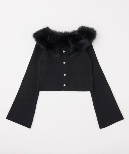 【HolidayCollection】毛領亮片紐釦針織衫