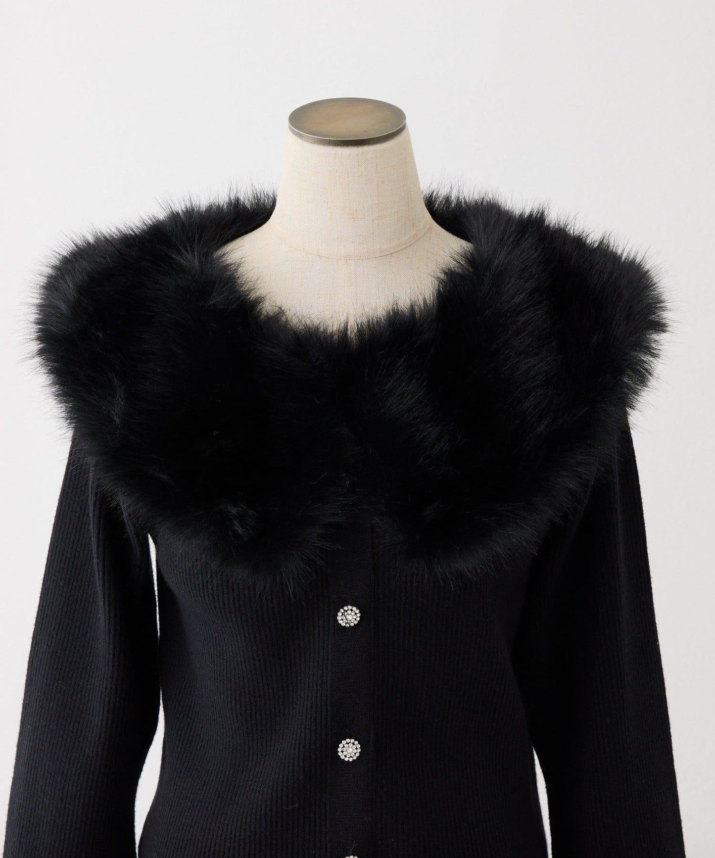 【HolidayCollection】毛領亮片紐釦針織衫