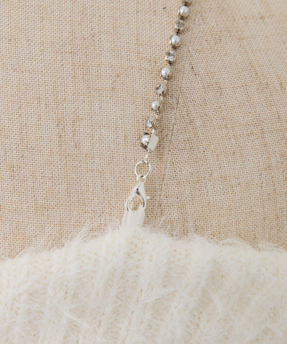 【HolidayCollection】珍珠裝飾露肩針織衫