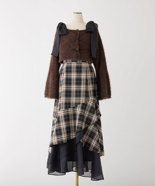 【HolidayCollection】針織套裝不對稱下襬連衣裙