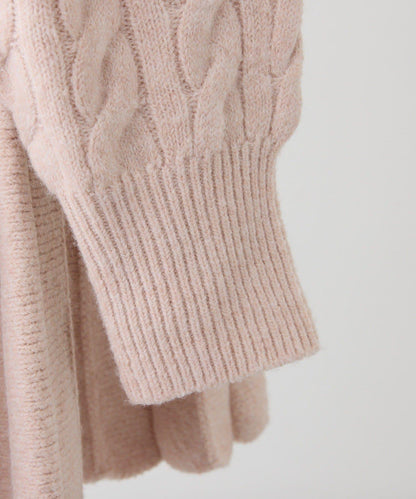 【HolidayCollection】麻花針織迷你連衣裙