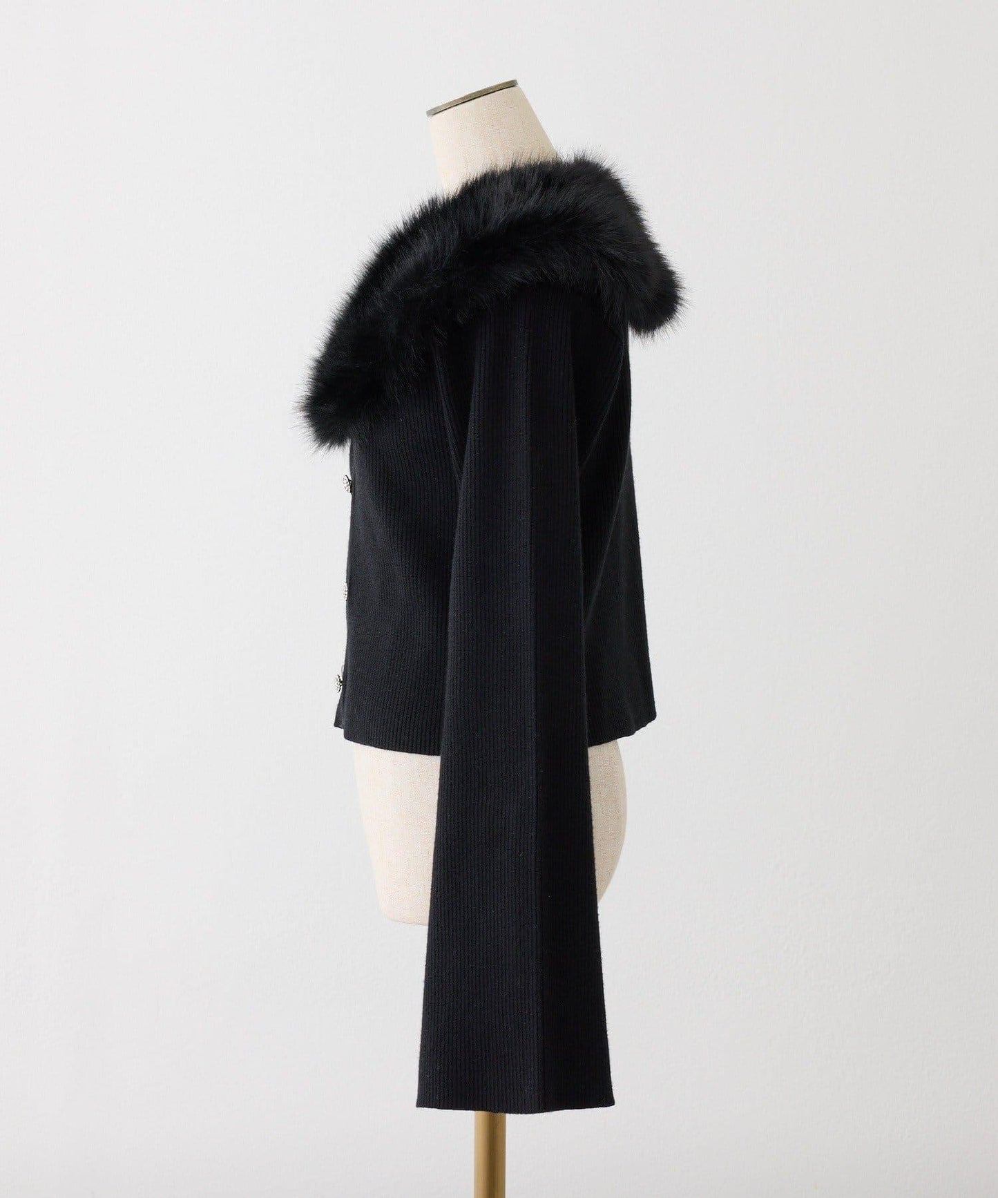 【HolidayCollection】毛領亮片紐釦針織衫